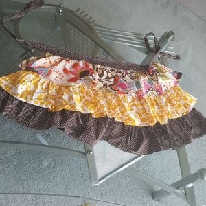 Apron. Ruffled tiers. Polka dot waistband